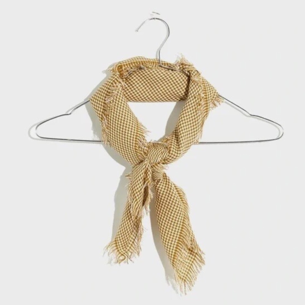 Madewell Wool Blend Square Scarf in Gold Check